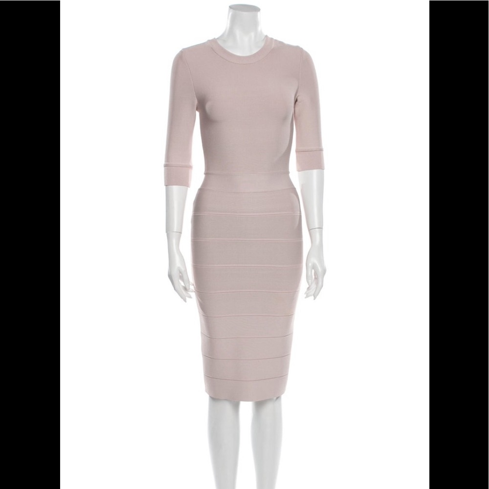 HERVE LEGER Crew Neck Knee-Length Dress. XXS NWOT